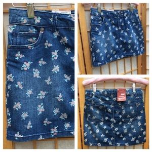 Arizona Flower Print Jean Skirt SZ 12 Girls NWT